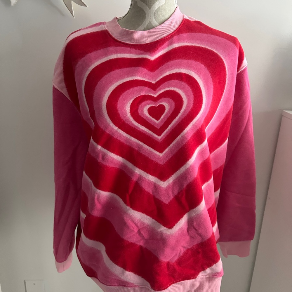 Pink and Red Heart Pattern Sweater - Picture 2 of 5